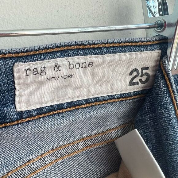 Rag & Bone Women's Fringe Hem Paint Stroke Denim Skinny Jeans Blue Size 25 - Picture 9 of 12